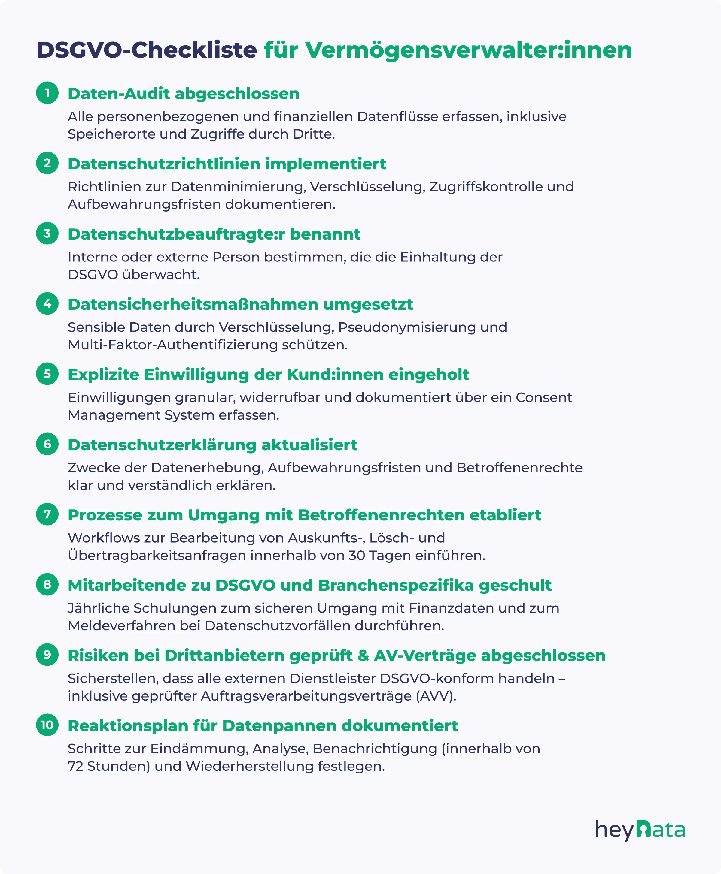 DSGVO-Checkliste für Vermögensverwalter:innen